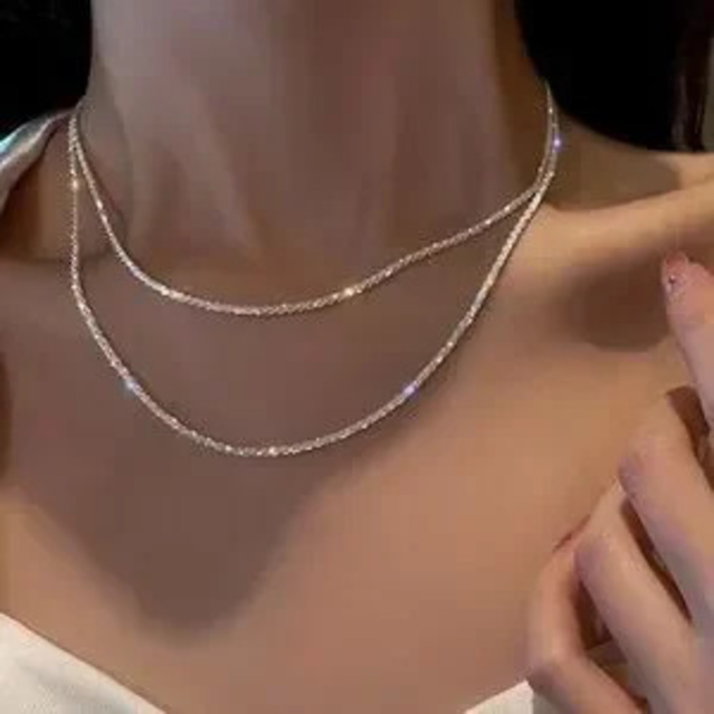 2pcs Glitter Chain Necklace Layered